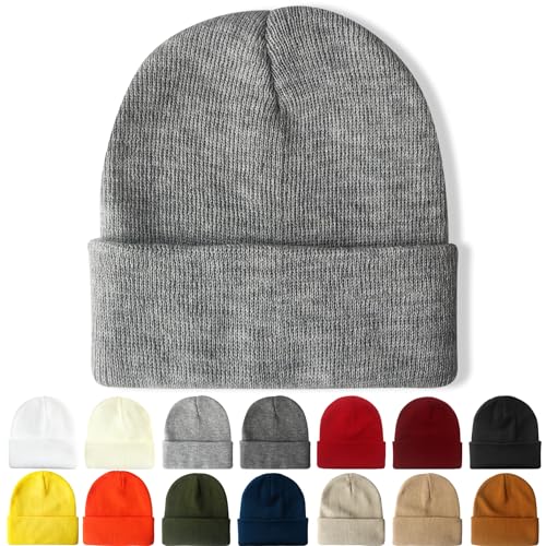 NPQQUAN Beanie for Women Winter Hats for Mens Beanie Cuffed Knit Beanies - color: Grey
