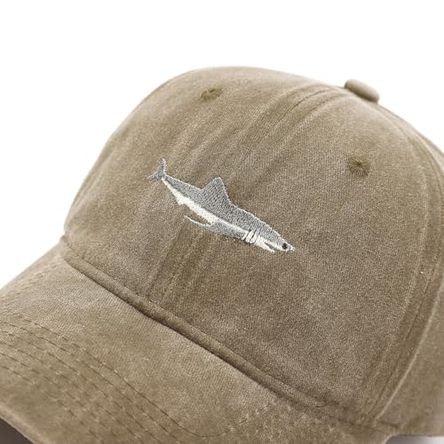 Women's Men's Fashion Baseball Cap Adjustable Strapback Hats Dad Hat Visor Sports Hat - color: Shark Khaki