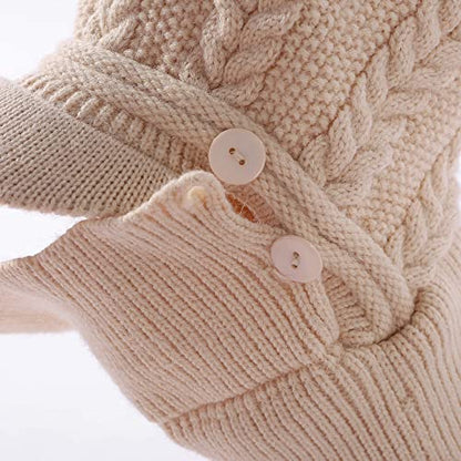 HUAMULAN Women Cable Knit Balaclavas Winter Fleece Lined Beanie Hat - color: Grey With Pompom