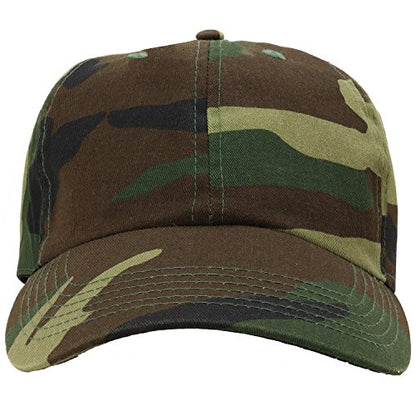 Falari Classic Baseball Cap Dad Hat 100% Cotton Soft Adjustable Size - color: Camouflage - Woodland