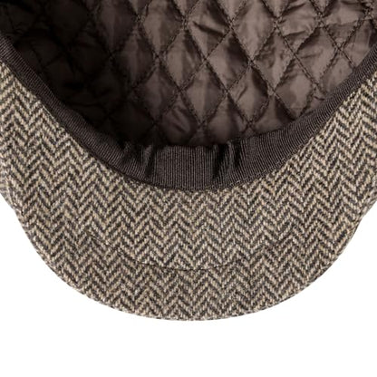 FEINION Men 8 Panel Herringbone Wool Newsboy Cap - color: Herringbone Khaki, size: 7 1/8