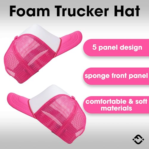 Funky Junque Blank Mesh Foam Lightweight Snapback Trucker Hat - color: 3 Pack - White/Hot Pink (All)