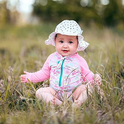 JAN & JUL Adjustable Cotton Floppy Sun Hat with 50+ UPF Protection for Girls - color: Dots, size: 5-12 Years