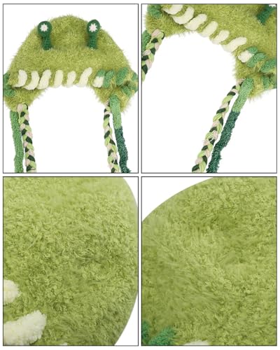MINGSEECESS Women Girls Knitted Beanie Hat Crochet Braided Knit Warmer Cap Skiing Snowboarding Ear Flap Hats - color: Novelty-green
