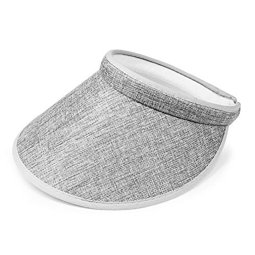 PRO.FASHION Women's Summer Sun UV Protection Visor Wide Brim Clip on Beach Pool Golf Cap Hat-Polyester - color: Gray