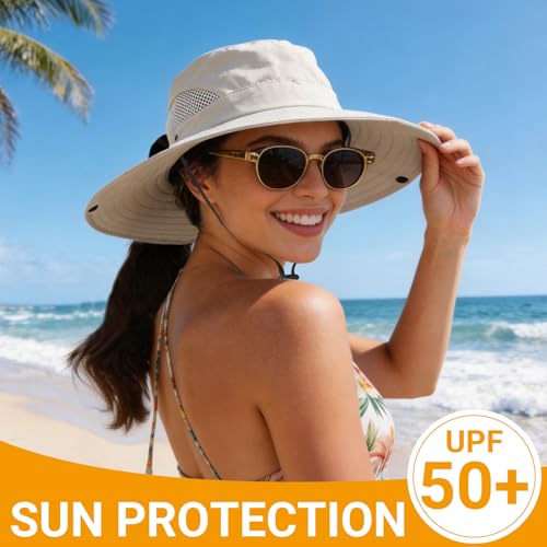 PFFY Sun Beach Hats for Women Men Wide Brim Fishing Bucket Hat - color: Pure Darkgreen