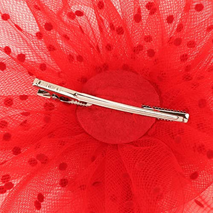 AQOKKA Women Fascinators Hats Flower Fascinators with Headband and Clip Tea Party Headwear for Women and Girls - color: 1 Pc 7" Diameter / Red