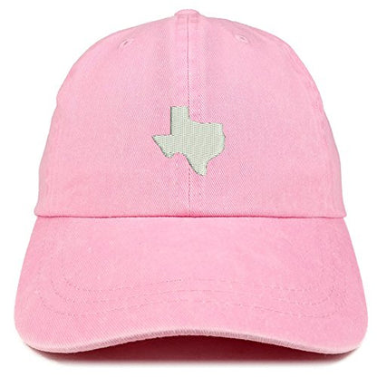 Trendy Apparel Shop Texas State Map Embroidered Washed Cotton Adjustable Cap - color: Pink