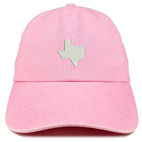 Trendy Apparel Shop Texas State Map Embroidered Washed Cotton Adjustable Cap - color: Pink