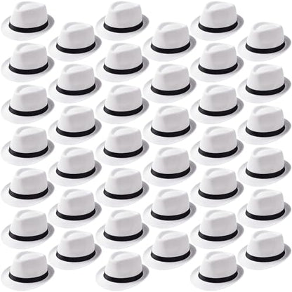 Suhine 36 Pcs Fedora Hat Bulk for 20s Party Supplies - color: White
