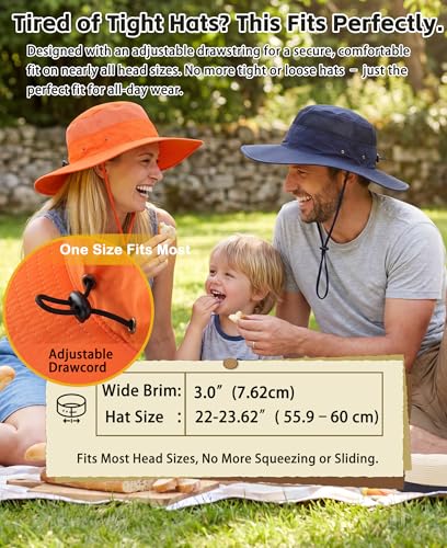 Home Prefer UPF 50+ Men's Sun Hat Wide Brim Bucket Hat UV Protection Hat for Mens Womens Beach Safari Gardening Golf Fishing - color: Orange