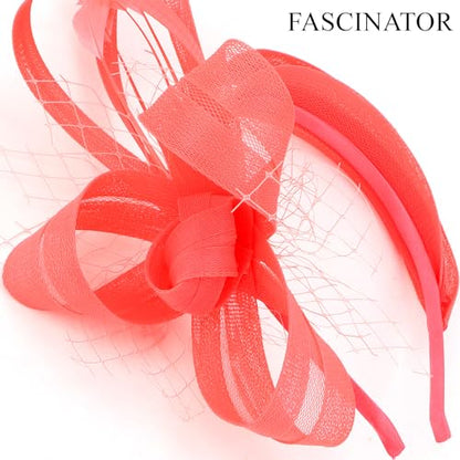 Fascinators Hats for Women, Fascinator Headband Tea Party Hat - color: Watermelon Red