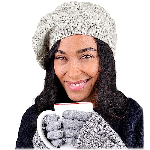 Nollia Soft Knit Solid Color Beanie, Chic, and Lightweight Crochet Knitted Style Beanie Hat for Women, One Size Slouchy Hat - color: Off-white