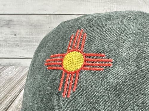 America State City Flag Hats - color: New Mexico Flag (Washed Army Green)