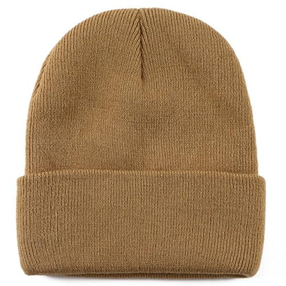 Rosoz Beanie for Men Women Cuffed Knit Hat Winter Beanies Skull Cap Unisex - color: Khaki