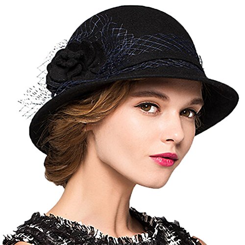 Maitose™ Women's Wool Felt Bowler Hat - color: Black