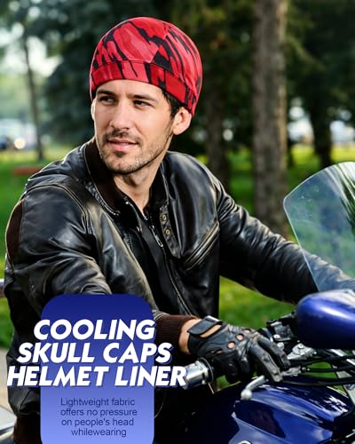 9 Pcs Cooling Skull Cap Liner Sweat Wicking Cycling Cap for Men - color: Multicolor, style: Basic