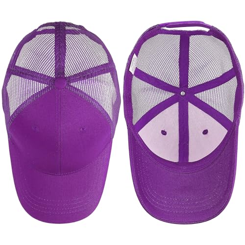 Falari Trucker Hat Baseball Cap Structured Plain Design 6 Panel, Adjustable Size - color: 1pk Purple