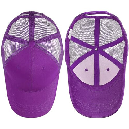 Falari Trucker Hat Baseball Cap Structured Plain Design 6 Panel, Adjustable Size - color: 1pk Purple