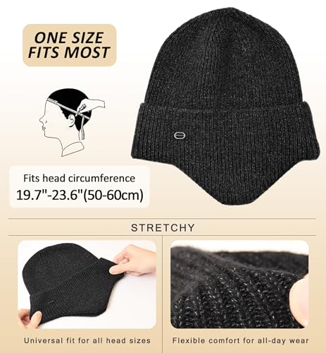 HiRui Knit Beanie Hats Winter Hats Ear Covers for Men Women-Warm Daily Headwear - color: Dark Gray