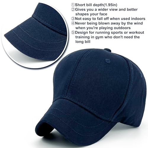 Loneshark Short Brim Baseball Hat for Running Small Bill Umpire Cap - color: Navy
