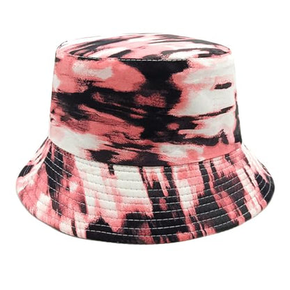 Men Women Unisex Graffiti Bucket hat, Packable Outdoor Summer Fishing Sun hat, Double-Sided Beach Cap - color: Pink