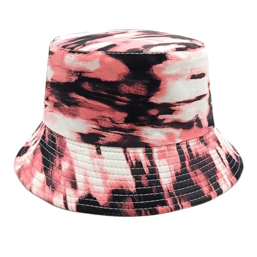 Men Women Unisex Graffiti Bucket hat, Packable Outdoor Summer Fishing Sun hat, Double-Sided Beach Cap - color: Pink