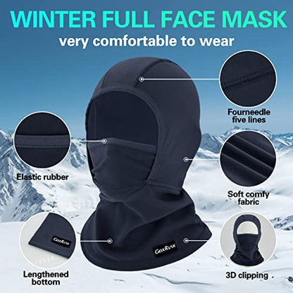 GoxRunx Kids Balaclava Ski Mask,Fleece Face Mask Neck Warmer for Boys Girls,Windproof Face Cover for Cold Weather - color: Navy