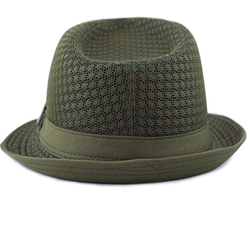 The Hat Depot Light Weight Classic Soft Cool Mesh Crushable Fedora hat - color: Olive, size: Small-Medium