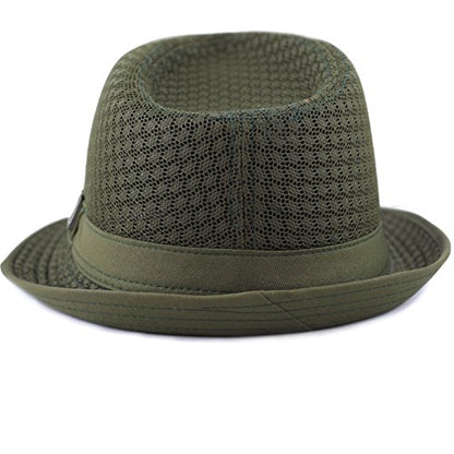 The Hat Depot Light Weight Classic Soft Cool Mesh Crushable Fedora hat - color: Olive, size: Small-Medium