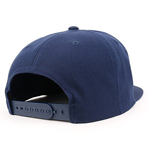 Trendy Apparel Shop Number 18 White Thread Embroidered Flat Bill Snapback Baseball Cap - color: Navy