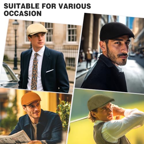 2Pcs Men's Newsboy Cap Cotton Flat Ivy Gatsby Driving Hat - color: 2b3-black+orange