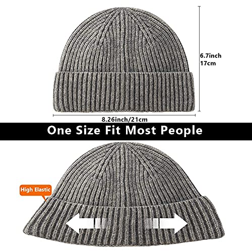 Beanie Knit Hats for Men & Women, Knit Cuff Short Fisherman Beanies Cap Daily Beanie for Winter - Warm & Soft