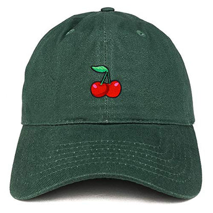 Trendy Apparel Shop Cherry Patch Brushed Cotton Unstructured Dad Hat - color: Hunter