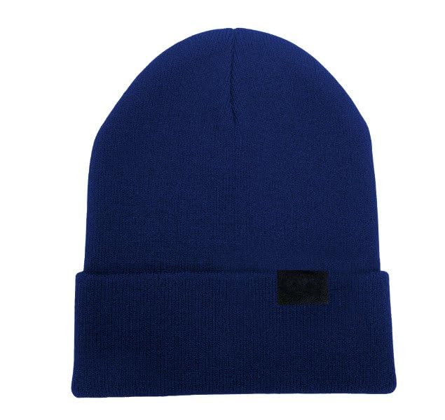 1 Pc Beanie Unisex Acrylic Cuffed Knit Hat Mens Double Layered Cap, Blue