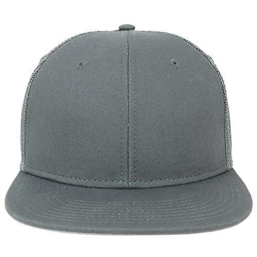 Armycrew Oversize XXL Blank Flatbill Mesh Snapback Cap - color: Charcoal