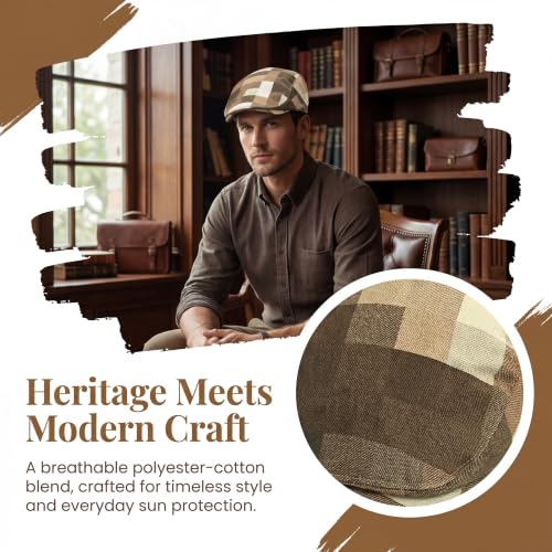 GIBZ Men's Plaid Newsboy Cap Retro Driving Flat Hat Adjustable - color: Green