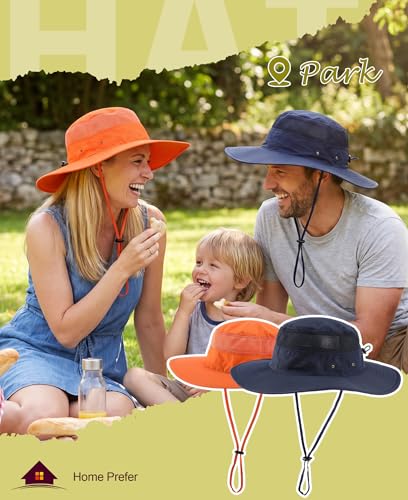 Home Prefer UPF 50+ Men's Sun Hat Wide Brim Bucket Hat UV Protection Hat for Mens Womens Beach Safari Gardening Golf Fishing - color: Orange