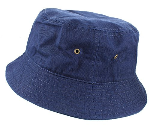 Gelante Solid Color 100% Cotton Bucket Hat for Women and Men Packable Travel Summer Beach Hat - color: Navy, size: Large-X-Large