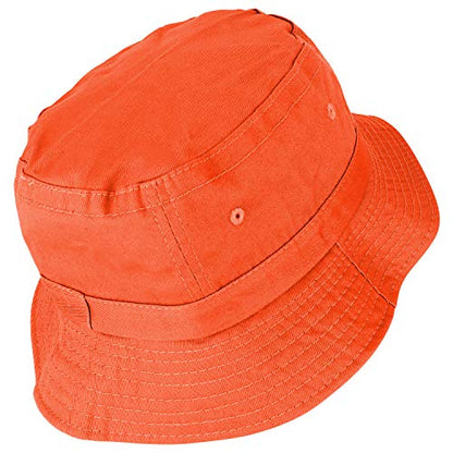 Armycrew Pigment Dyed Washed 100% Cotton Unisex Bucket Hat - color: Orange