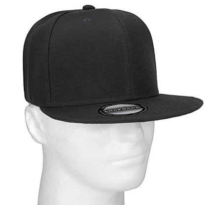 Falari Wholesale 12 Pack Snapback Hat Cap Hip Hop Style Flat Bill Blank Solid Color Adjustable Size - color: 12-pack Black