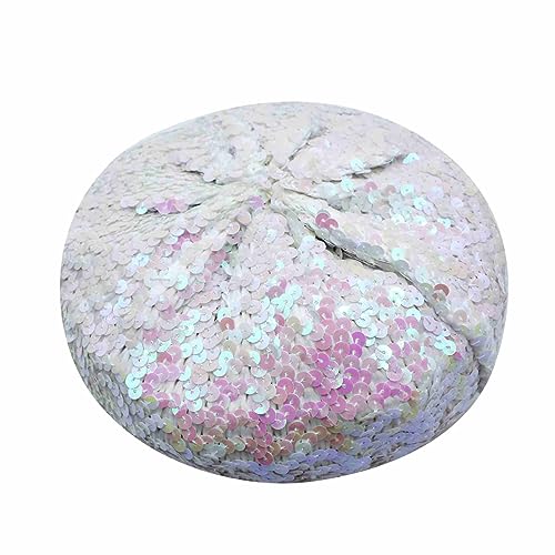 JUMISEE Sparkly Sequin Berets for Women Girls Fashion Beanie Hat Costume Accessories for Festival Party Dance - color: White