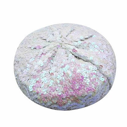 JUMISEE Sparkly Sequin Berets for Women Girls Fashion Beanie Hat Costume Accessories for Festival Party Dance - color: White