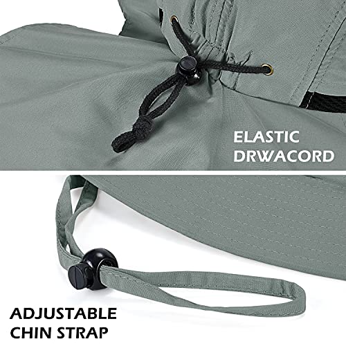 Solaris Small‑Head‑Fit Sun Hat with Neck Flap for Men & Women - color: #4 Gray With Rear Drawstring, size: One Size