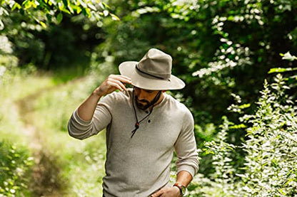 Dorfman Pacific Men's Brushed Twill-and-Mesh Safari Hat with Genuine Leather Trim - size: 3X-Large