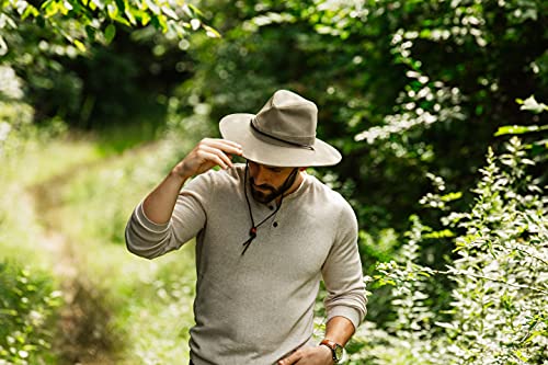 Dorfman Pacific Men's Brushed Twill-and-Mesh Safari Hat with Genuine Leather Trim - size: XX-Large