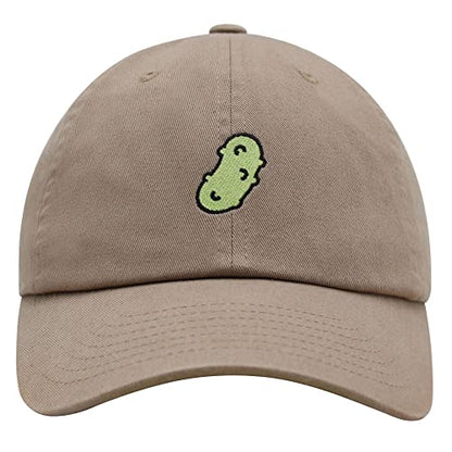JPAK Pickle Premium Dad Hat Embroidered Cotton Baseball Cap Dill Juice - color: Khaki