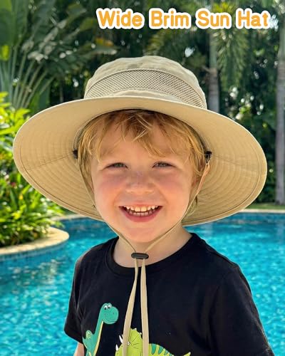 HONGTEYA Baby Toddler Sun Hat, Summer Mesh Bucket Beach Hat for Boys Girls - color: Khaki+army Green, size: 6-24 Months