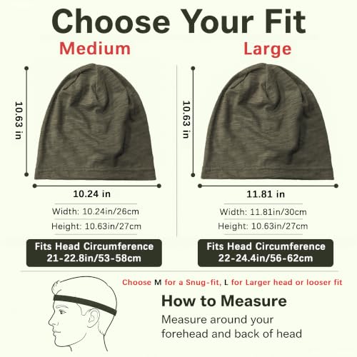 vidsel 100% Cotton Slouchy Beanie, Lightweight Summer Hats for Women Men - color: 1pc Army Green, size: Large