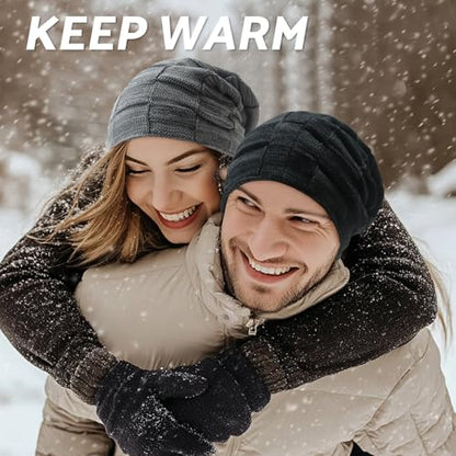 PFFY Beanie Hats for Men Women Winter Thick Warm Lined Beanies Skull Cap - color: （pure） Blue